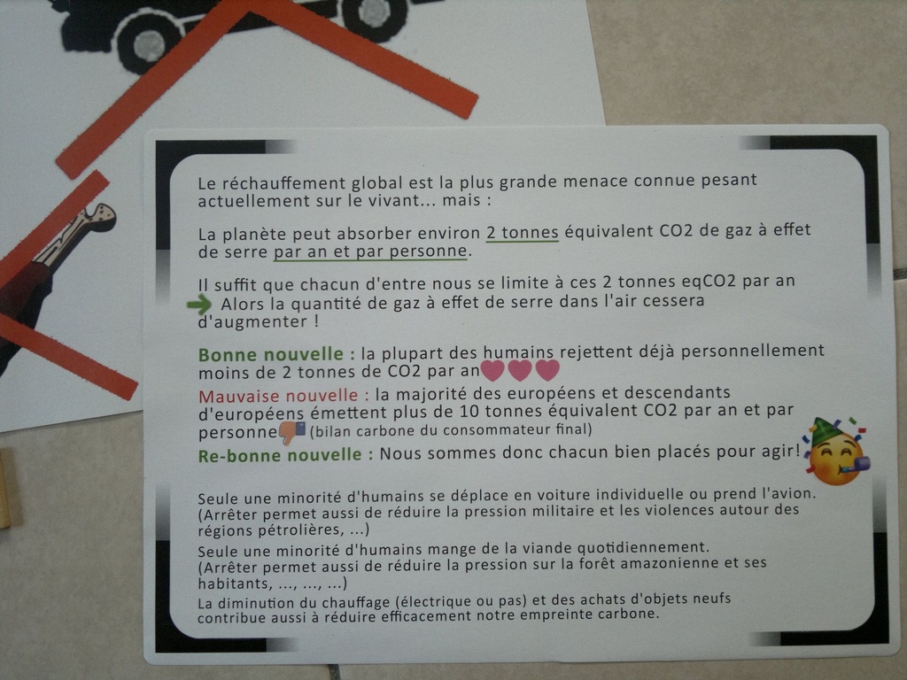 Aff. Ne soyons plus complices des dérèglements climatiques -> zoom sur l'argumentaire "2 tonnes" pouvant être collé avec.